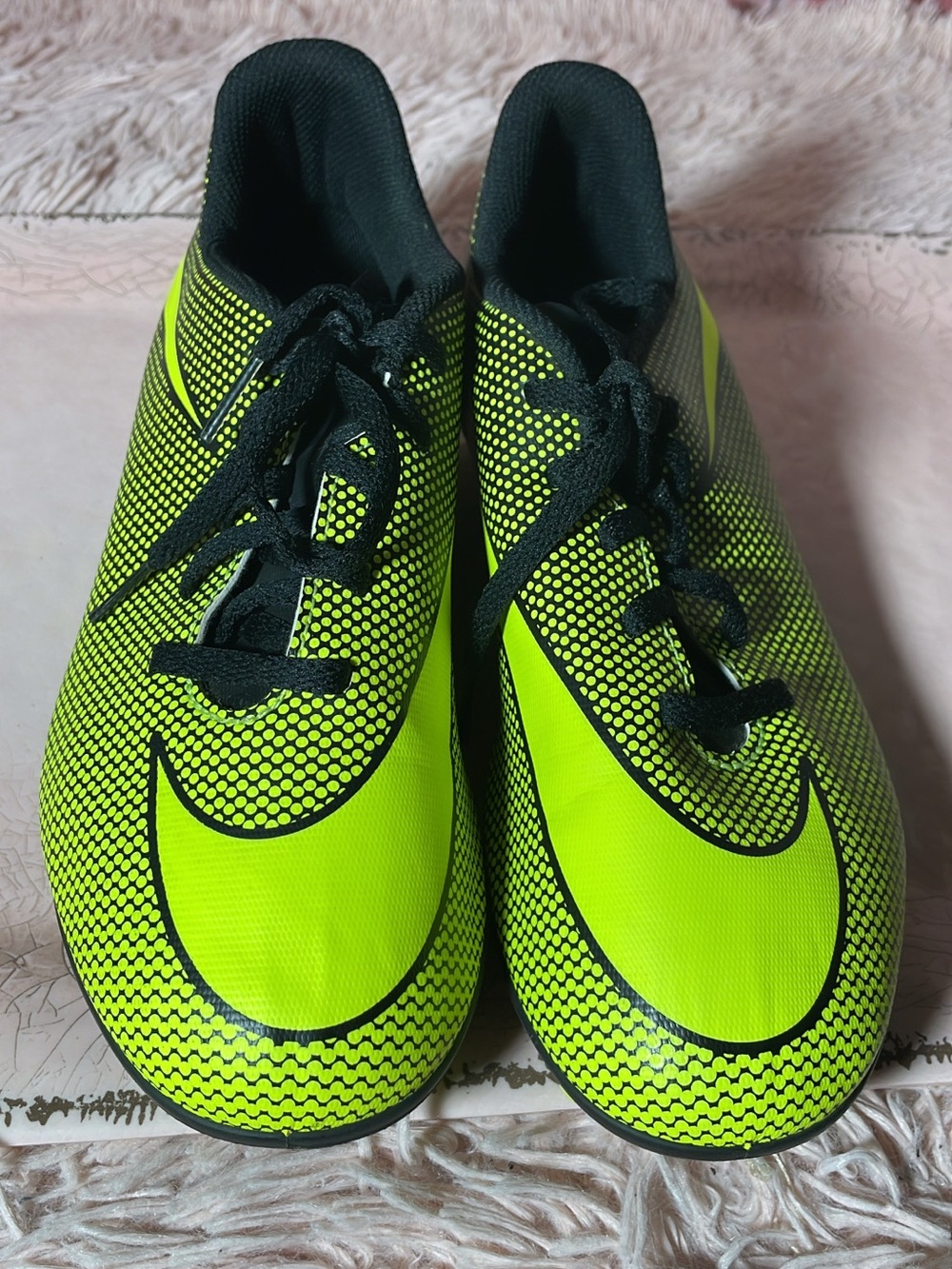 Nike Kids Bright Neon Green and Black Soccer Shoes
